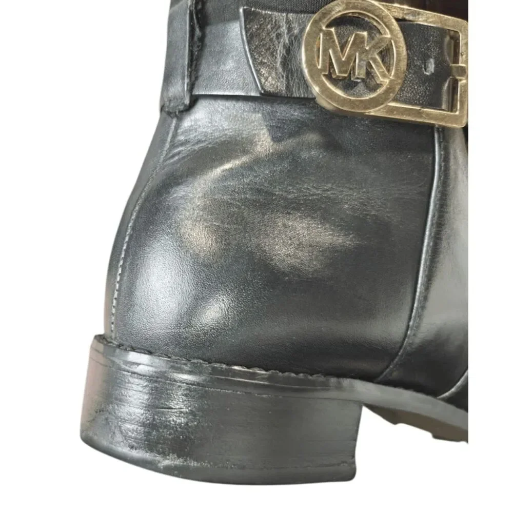MICHAEL KORS Bryce Black Panel Leather Over The Knee Boot Size 8.5M
